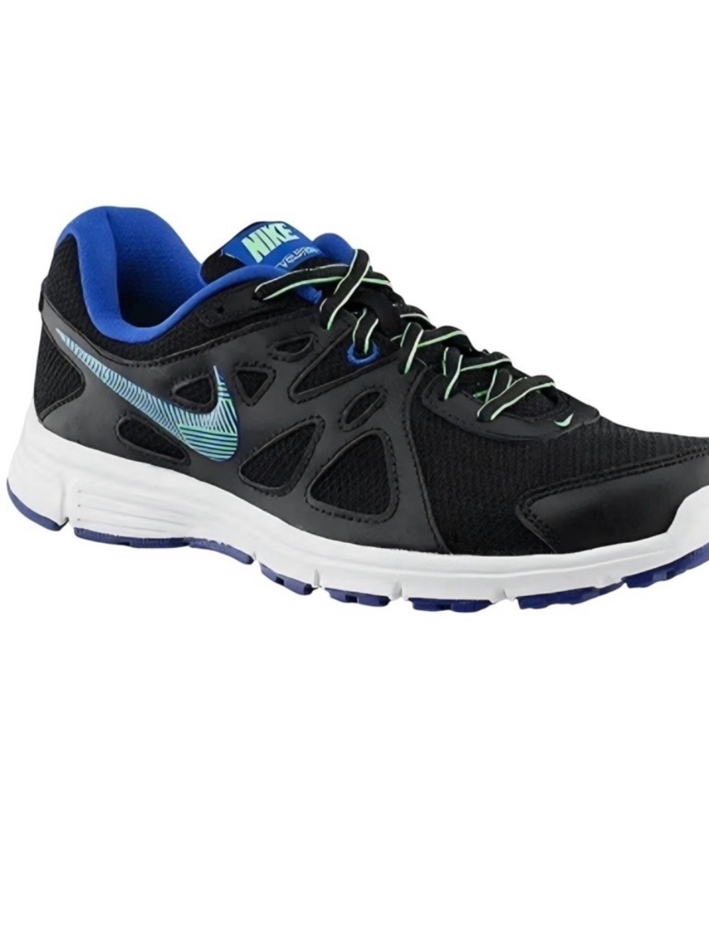 Nike Black Running Shoe with Blue and Teal Accents